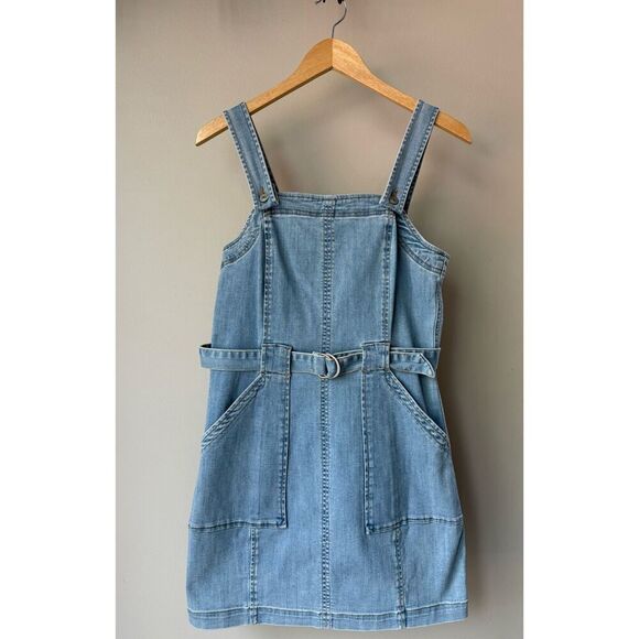 American Eagle Super Stretch Denim Overall Mini Dress Size 8 - Picture 3 of 11